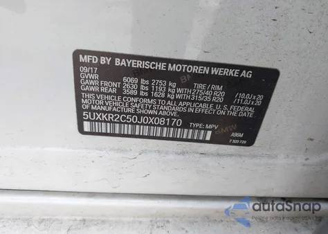 2018 BMW X5 Sdrive35I from USA, damaged, VIN 5UXKR2C50J0X08170